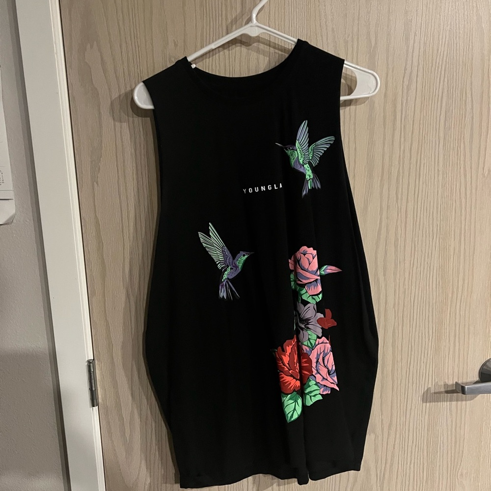 YoungLA Black Graphic Sleeveless Top